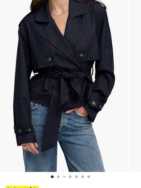 SOLD OUT Favorite Daughter Cropped Charles Plaid Trench